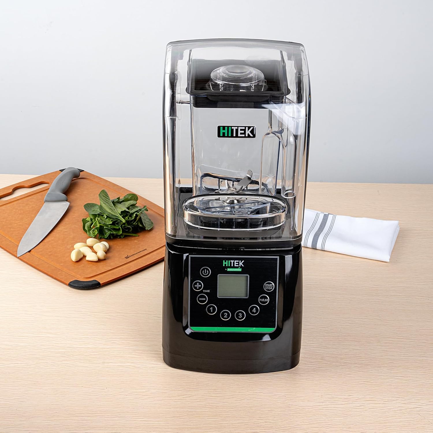 Restaurantware-Hi Tek 3 HP Commercial Blender, 1 Variable Speed Heavy-Duty Blender - 48-Ounce Tritan Jar, Sound Enclosure, White Plastic, Industrial, Programmable Touchpad