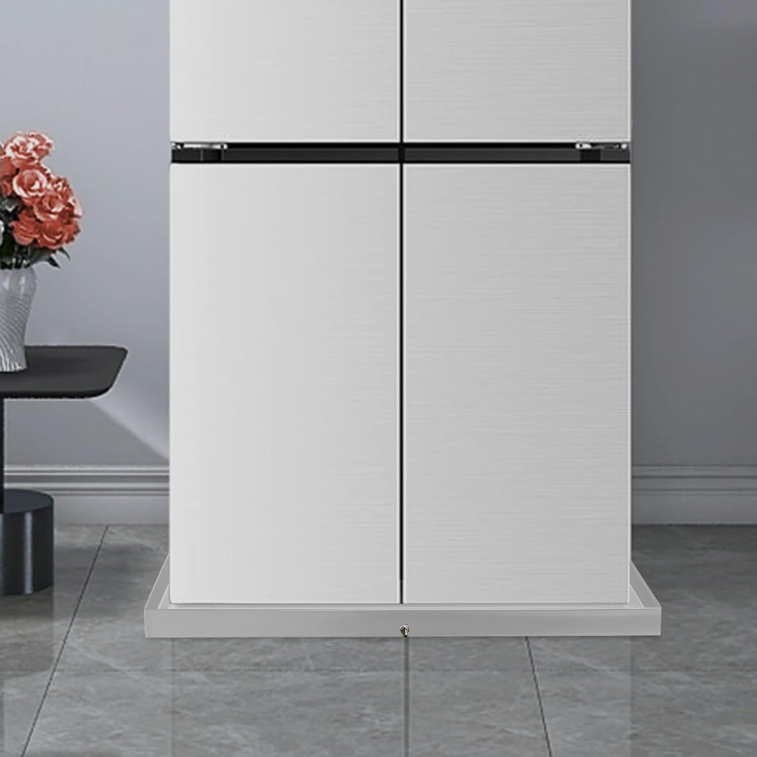 Washing Machine Drain Pan, Stainless Steel Washing Machine Drain Pan, Washing Machine Drain Pan with Drain Holes, 27 x 25 x 1.5 Inches, Suitable for Laundry Room and Kitchen Use