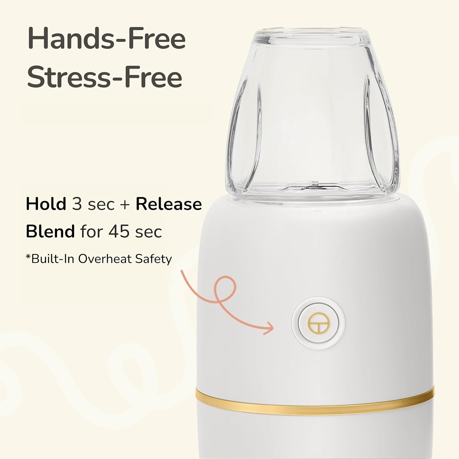 Bubble Blender, Baby Food Maker & Puree Blender with 2 Borosilicate Glass Cups, Compact Baby Bullet for Smoothies, Hands-Free One-Touch, 200W Motor, Cream