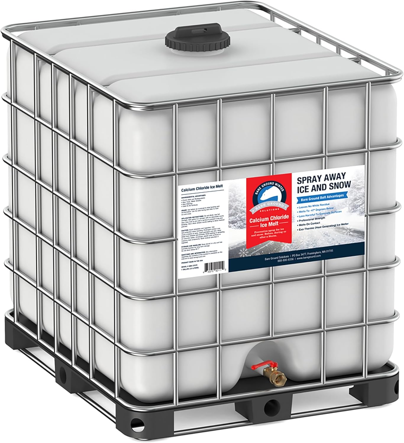 Bare Ground Winter Bare Ground Solutions Bare Ground Bolt BGB-275TC Fast-Acting CaCl2 Ice Melt Liquid for All S, 275 Gallons in Professional Skidded Tote, White