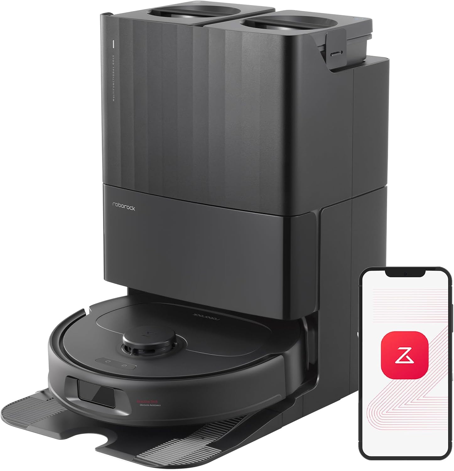 roborock Qrevo S Robot Vacuum and Mop, Self-Drying, Auto Mop Washing, 7000Pa Suction, Self-Emptying & Refilling, 10mm Mop Lifting, Black (Renewed)