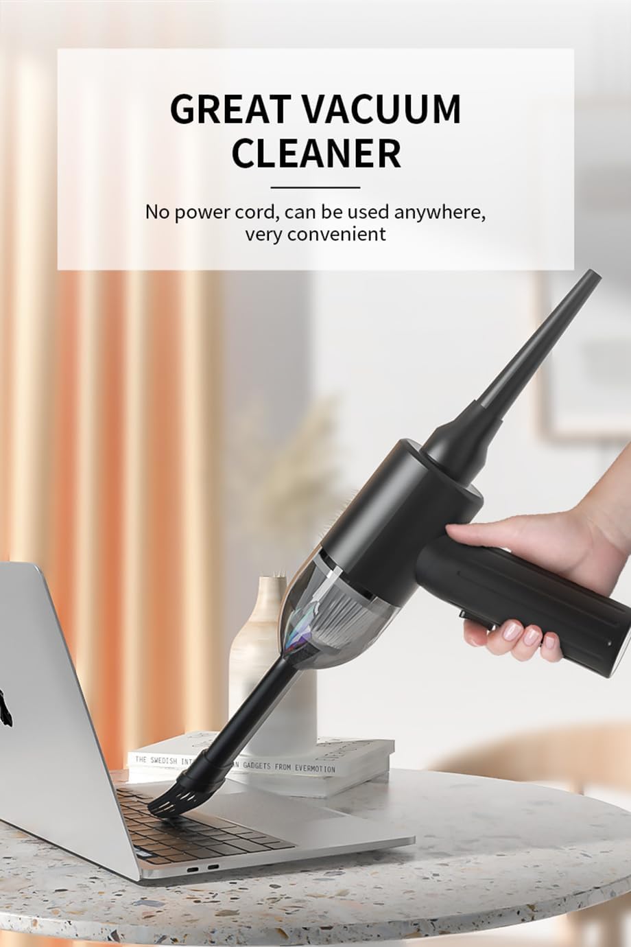 2-in-1 vacuum cleaner with 14KPa suction capacity of 2000mAh, battery capacity for 2.5 hours of charging, 15-30 minutes of use, adjustable in 3 levels, suitable for multi-functional scenarios