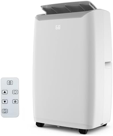 Portable AC Unit for Bedroom, 12000 BTU Air Conditioner for Rooms up to 550 Sq.Ft, 3-in-1 Energy Efficient AC Unit for Room with Fan, Dehumidifier 24H Timer & Remote Control, White