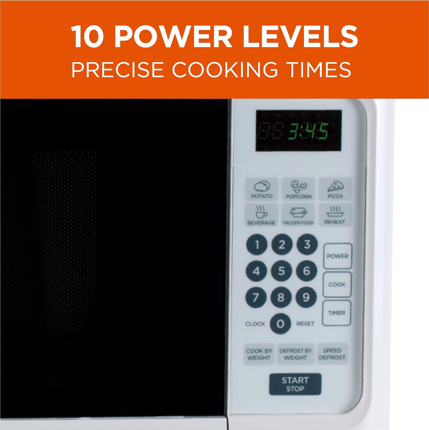 Commercial Chef Countertop Microwave, 1.1 Cubic feet, White & BLACK+DECKER 4-Slice Convection Oven, Stainless Steel, Curved Interior fits a 9 inch Pizza, TO1313SBD