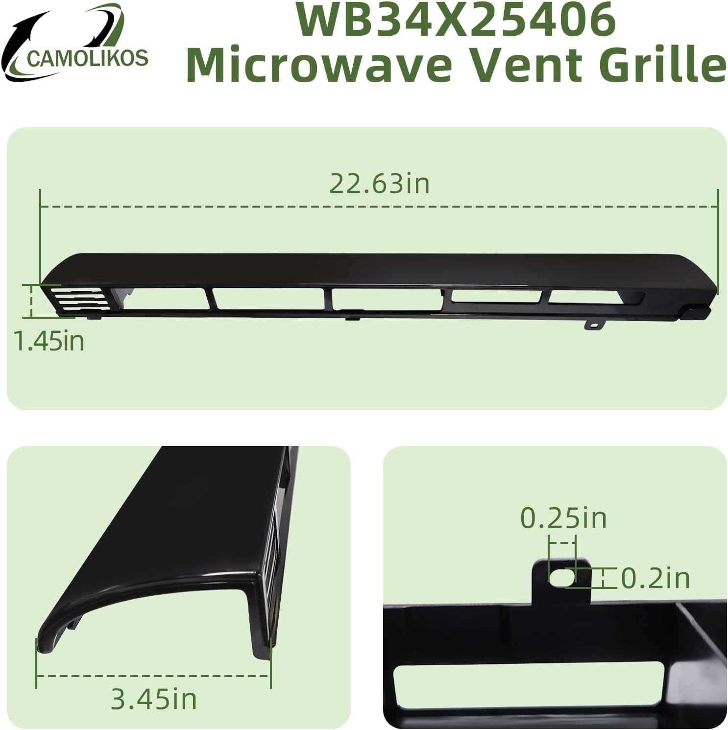WB34X25406 Microwave Vent Grille Fits for GE WB34X25406 Top Vent Grille Replacement 4465386 AP6040821 PS11774030 EAP11774030 (Black 1PC)