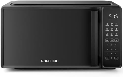 Chefman Countertop Microwave Oven 0.7 Cu. Ft., 700 Watts with 10 Power Levels, 6 Cooking Presets with One-Touch Express Cook, Eco Mode, Child Safety Lock, & Mute Button - Black