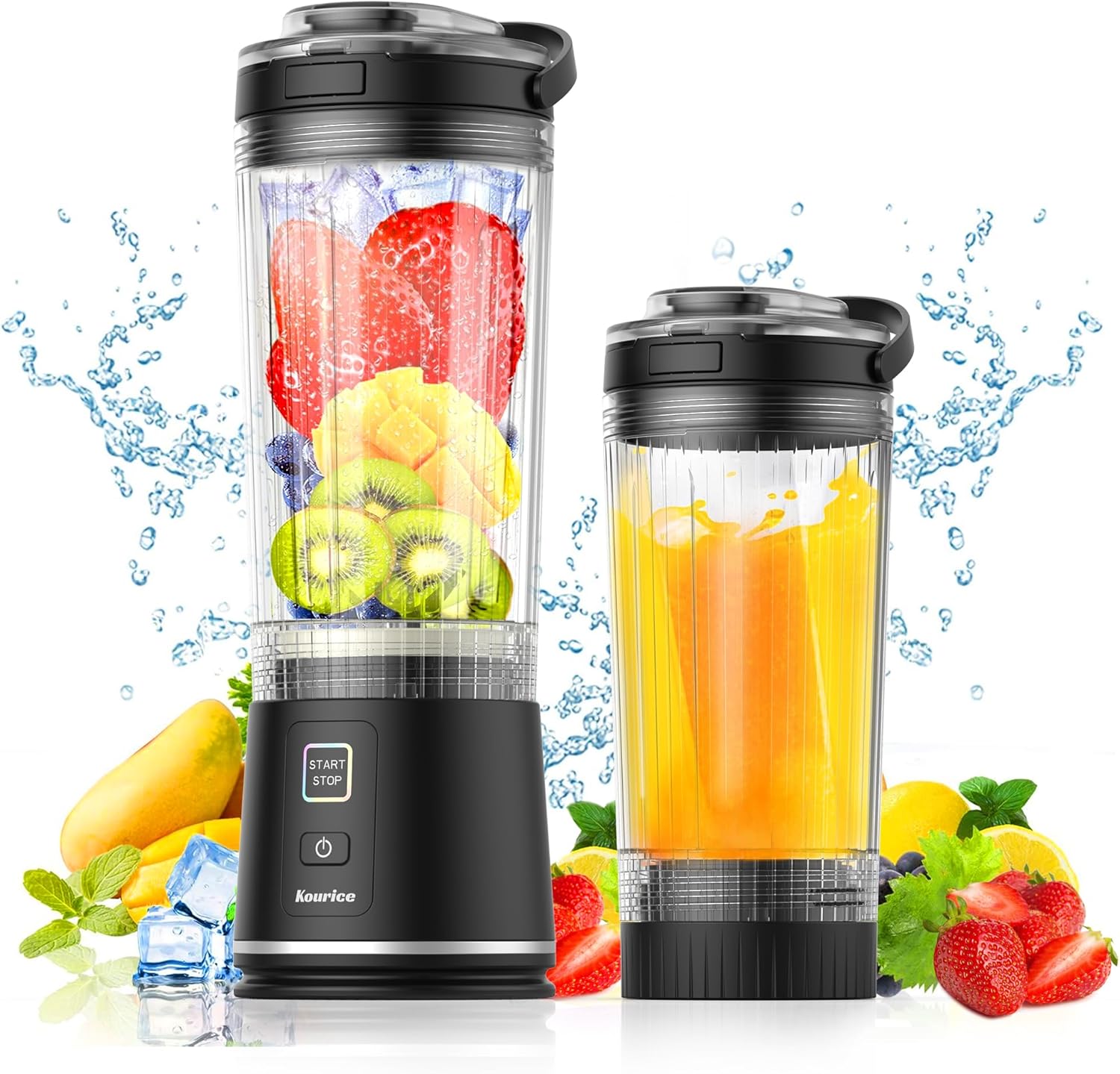 Portable Blender Personal Size, Shakes & Smoothies, 16oz Mini Small Smoothie Blender, 26000RPM Rechargeable Cordless Electric Blender, Travel Gym Offic