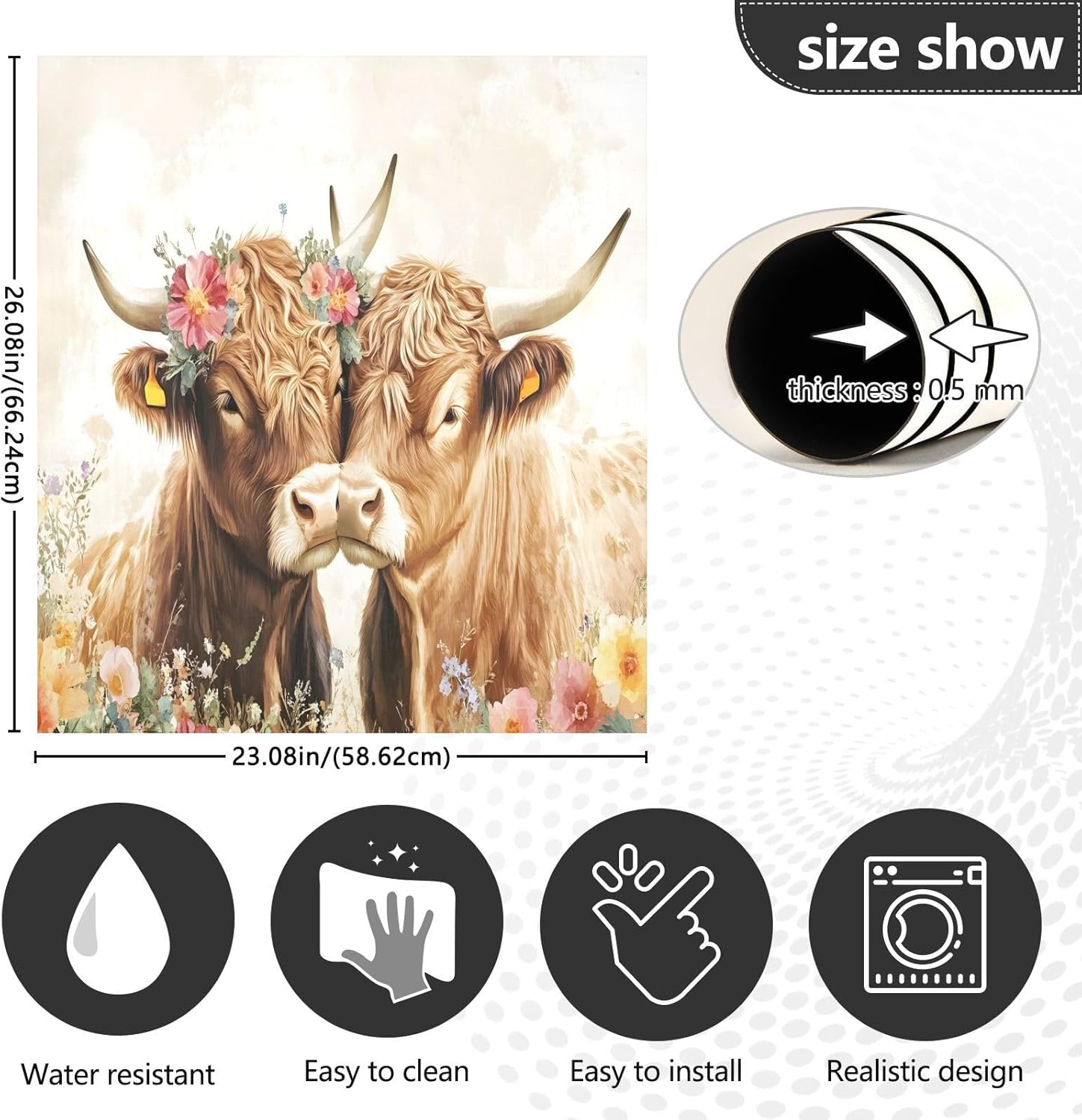 Dishwasher Magnet Cover Large Magnetic Stickers Two Highland Cows in Love Front Dishwasher Cover Reusable Decal for Home Kitchen Anti-Scratch Refrigerator Decorative Lid Washing Machine Laundry 23