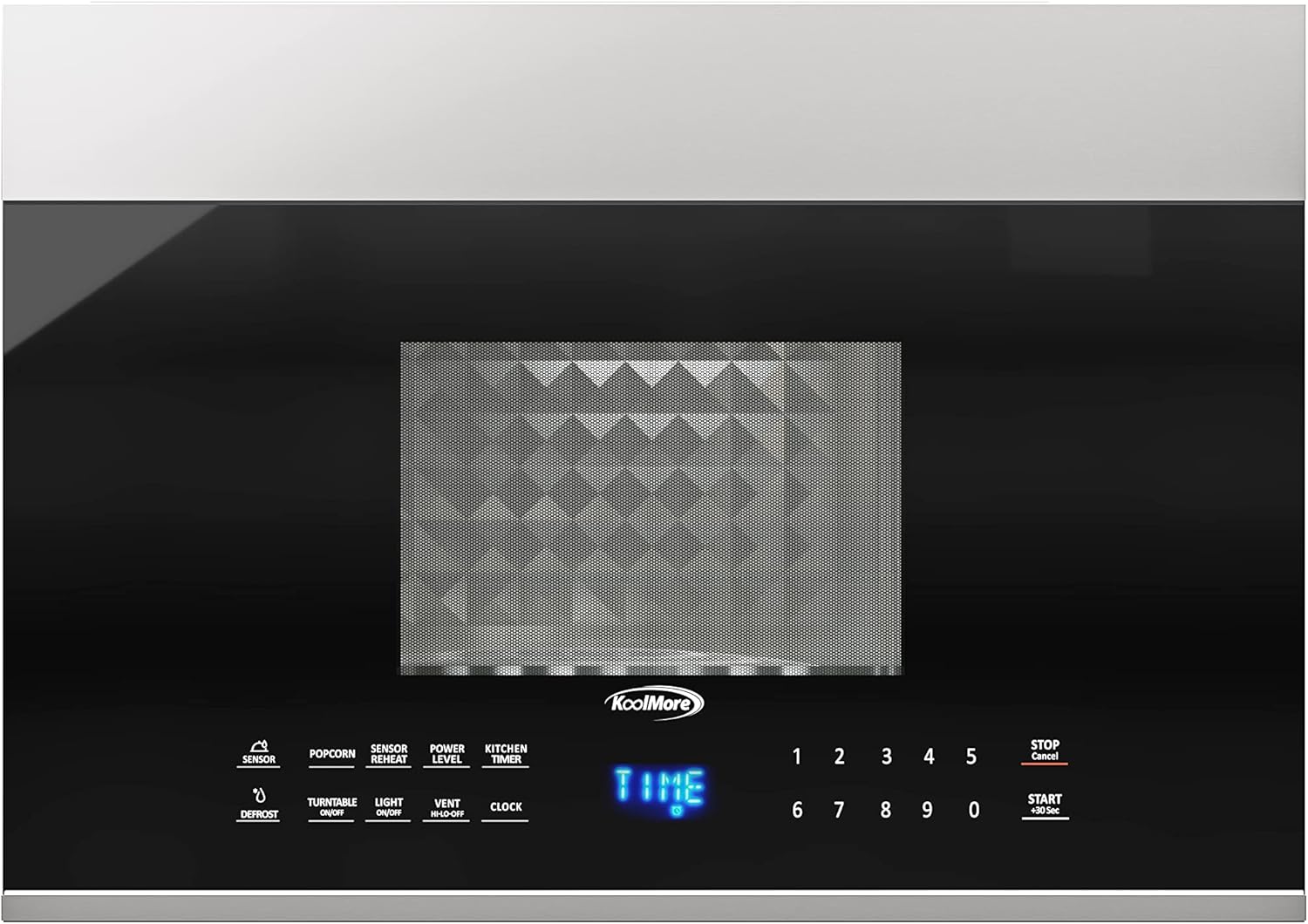 KoolMore 1.3 cu. ft. 24 inch Over The Range Stainless Steel Microwave (KM-MOT-OP1SS), 300 CFM Vent Hood Function, 1000W