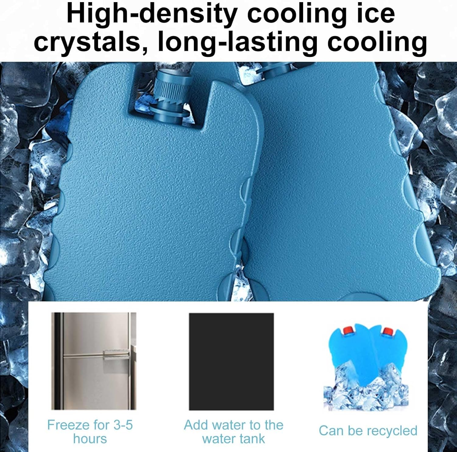 Portable Air Conditioners, Evaporative Air Cooler, Swamp Cooler with 40L/8.8 Gal Water Tank, 3-Speed Fan, 120°Oscillation, 2 Ice Packs, for Room Garage Patio(Black)