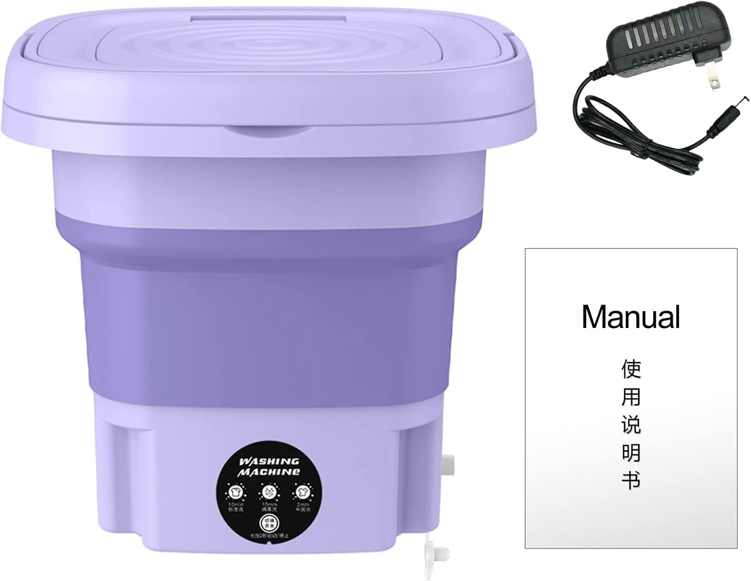 8L Large Capacity Portable Washing Machine Foldable Mini Washing Machine Half Automatic Small Washer for Baby Clothes|Underwear or Small Items-Apartments, Dorm, Camping, RV Travel laundry Purple