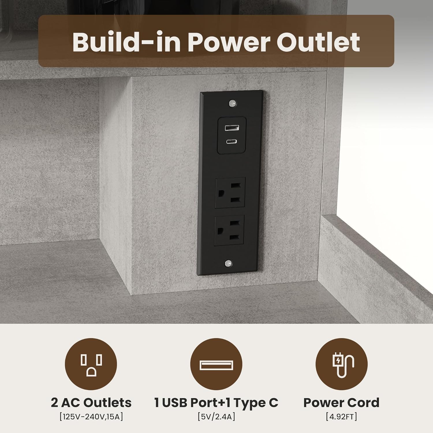 Upgraded 2-Tier Washer and Dryer Countertop with Power Outlet,54