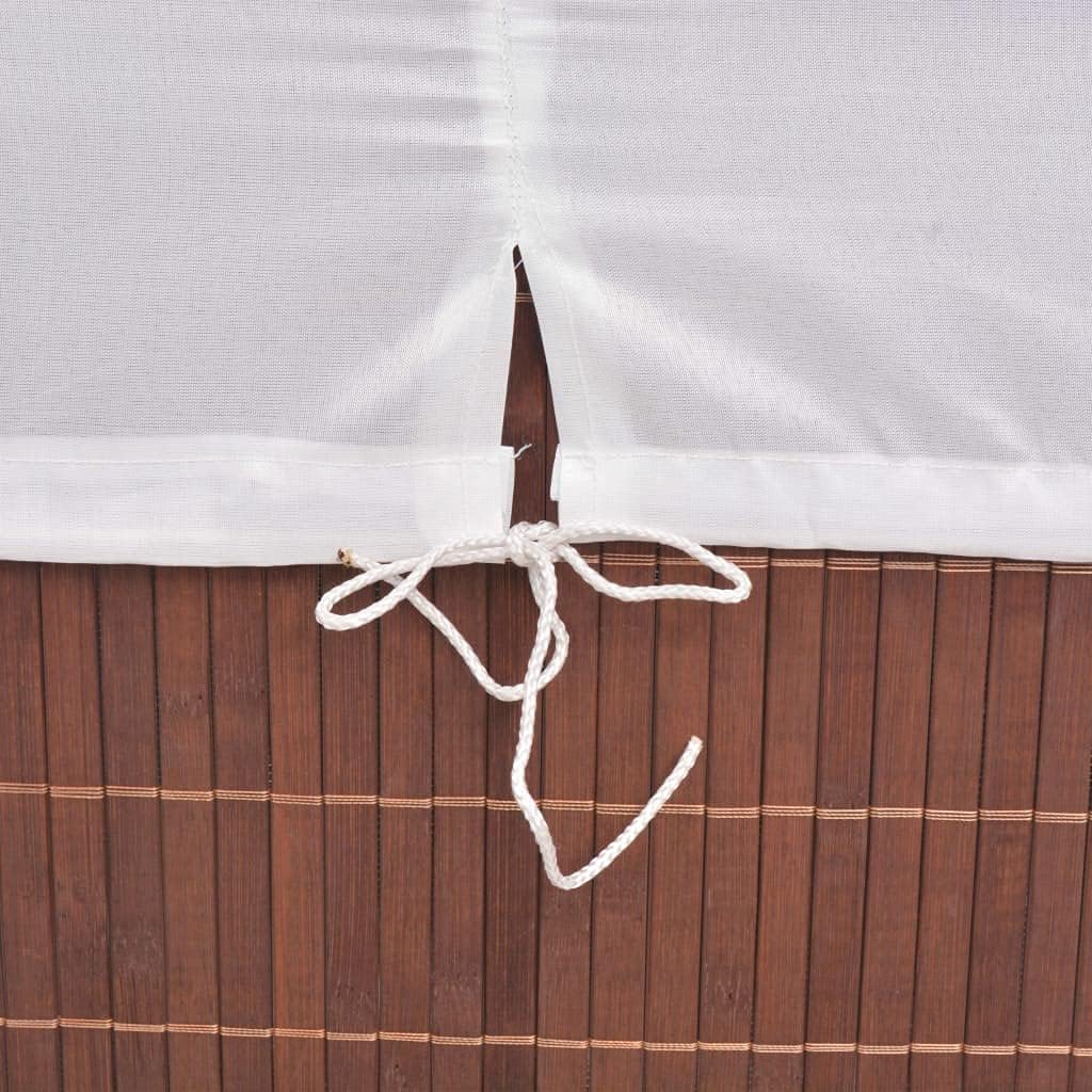 Bamboo Laundry Bin Rectangular Brown 4 Piece Set with Removable Polyester Liner and Foldable Design for Home Organization and Storage