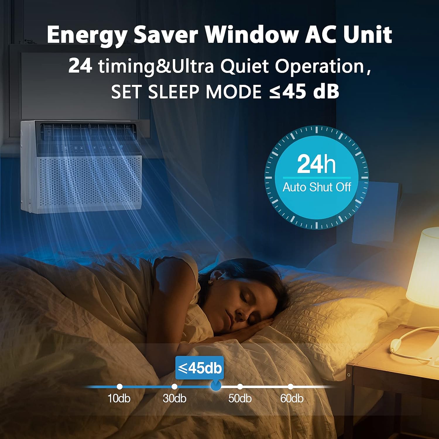 Joy Pebble Window Air Conditioner, 12000 BTU Window Room Air Conditioner for Room Cools Up 550sq.ft,Window AC Unit with Cooling, Dehumidifier and 3 Fan speeds, 24-hour timer & ECO mode