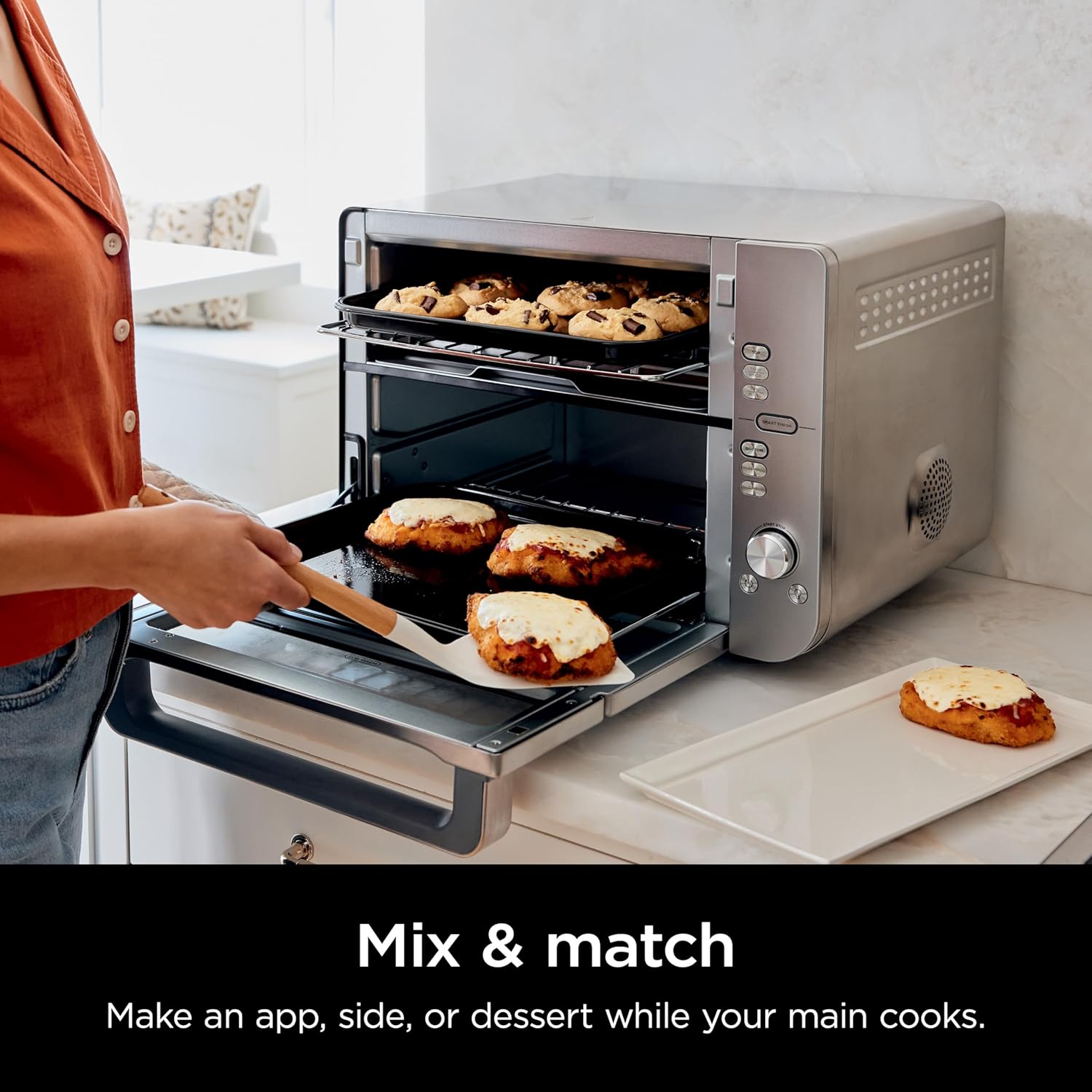 Ninja Air Fryer & Toaster Oven | Double Stack XL | Countertop Oven | 12-in-1 Fits 4.5lb Chicken & 6lbs of Wings | SmartFinish Cook 2 Different Meals at the Same Time | Stainless Steel | DCT601