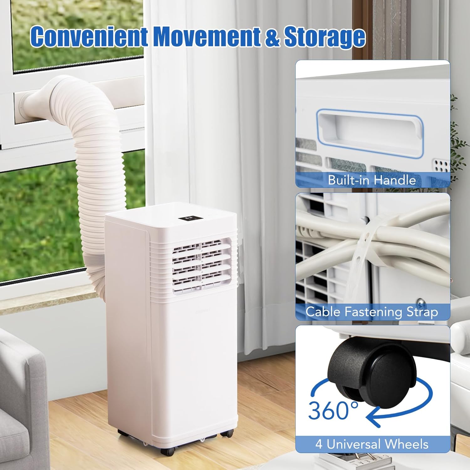 Simoe Portable Air Conditioner, 9000BTU Portable AC for Cooling up to 350 SQ.FT, 3 in 1 AC Unit with Fan & Dehumidifier Mode, Sleep Mode & 24H Timer, Suitable for Bedroom, Living Room