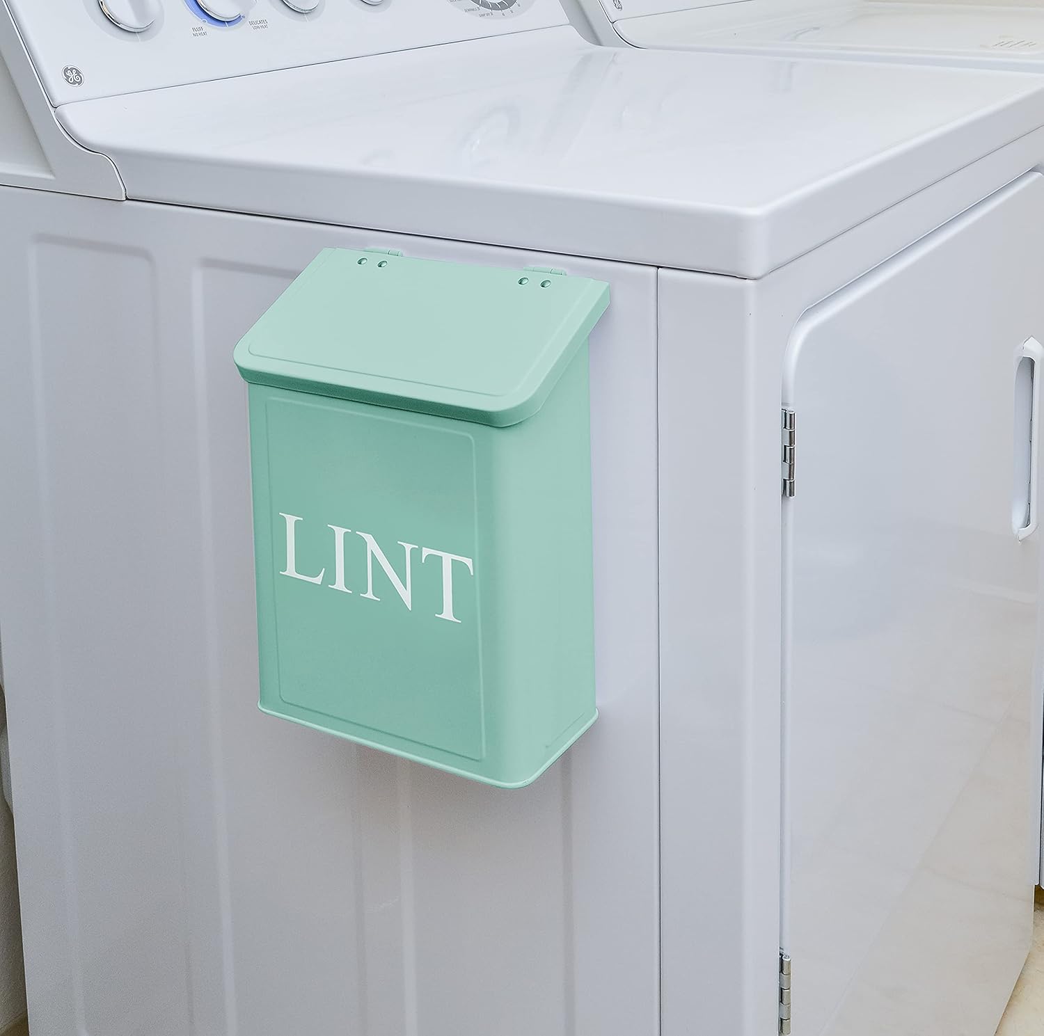 Calindiana Modern Farmhouse Lint Bin, Dryer Sheets Holder and Scent Boosters Container Bundle for Laundry Room Organization and Storage, Laundry Room Decor, Mint