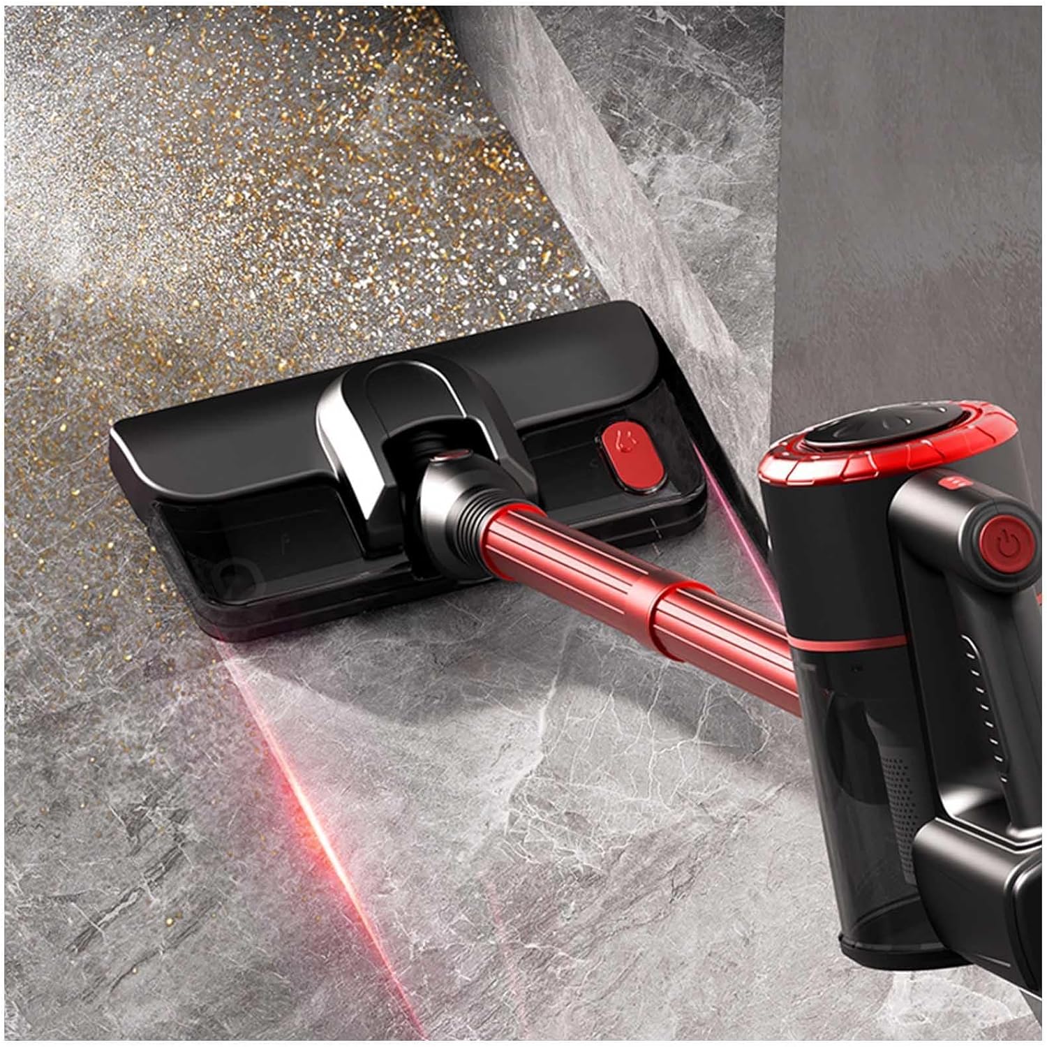 Lightweight and Versatile Cordless Vacuum Cleaner Pet Hair 5 in 1, 18Kpa, 8000mah Battery , Vacuum Cleaners for Home Cordless Self-Standing Hard Floor Vacuum for Home/Pet Hair/Carpets/Floors ,Red