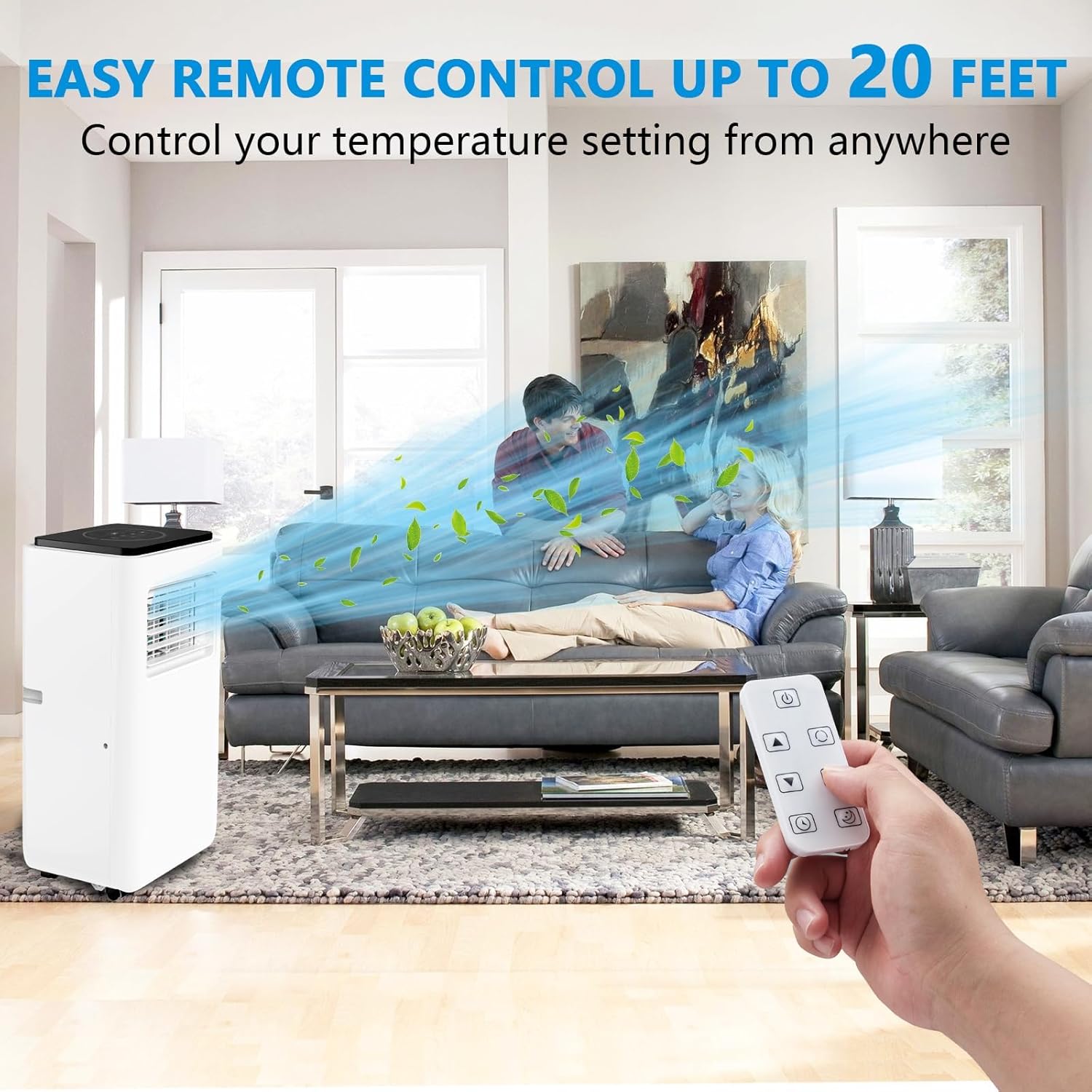 8000 BTU Portable Air Conditioner, Smart Portable AC Cools Up to 350 Sq.Ft, Standing Quiet Cooling Portable AC Unit With Remote Control, for for Home, Office, Bedroom