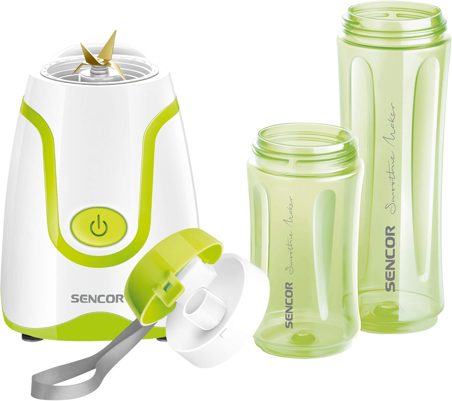 Sencor SBL2201GR 300W Smoothie Blender with 2 Impact Resistant BPA Free Bottles, Green