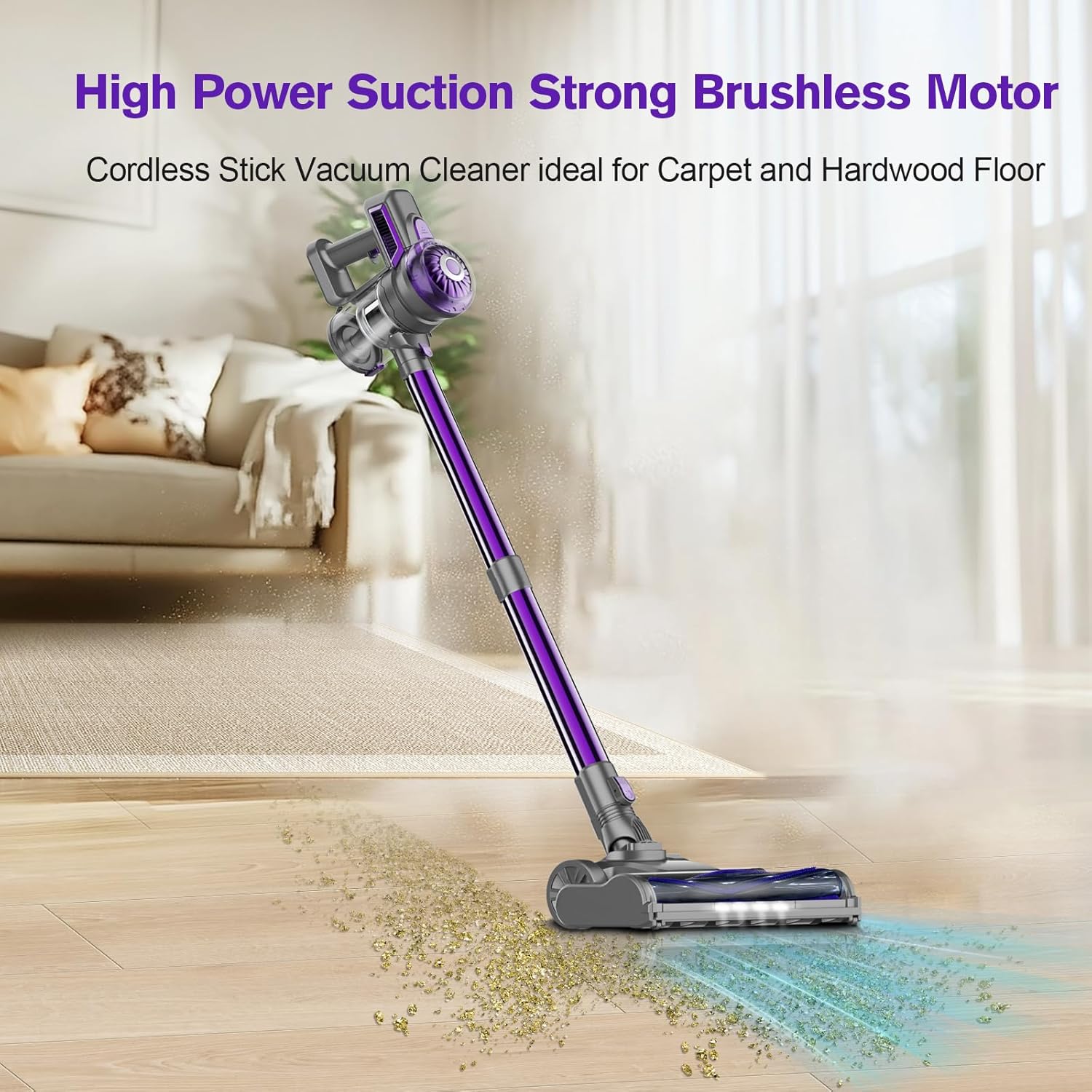 Cordless Vacuum Cleaner, Lightweight 2-in-1 Stick & Handheld Vacuum for Apartment, Pet Hair & Car Cleaning, S1