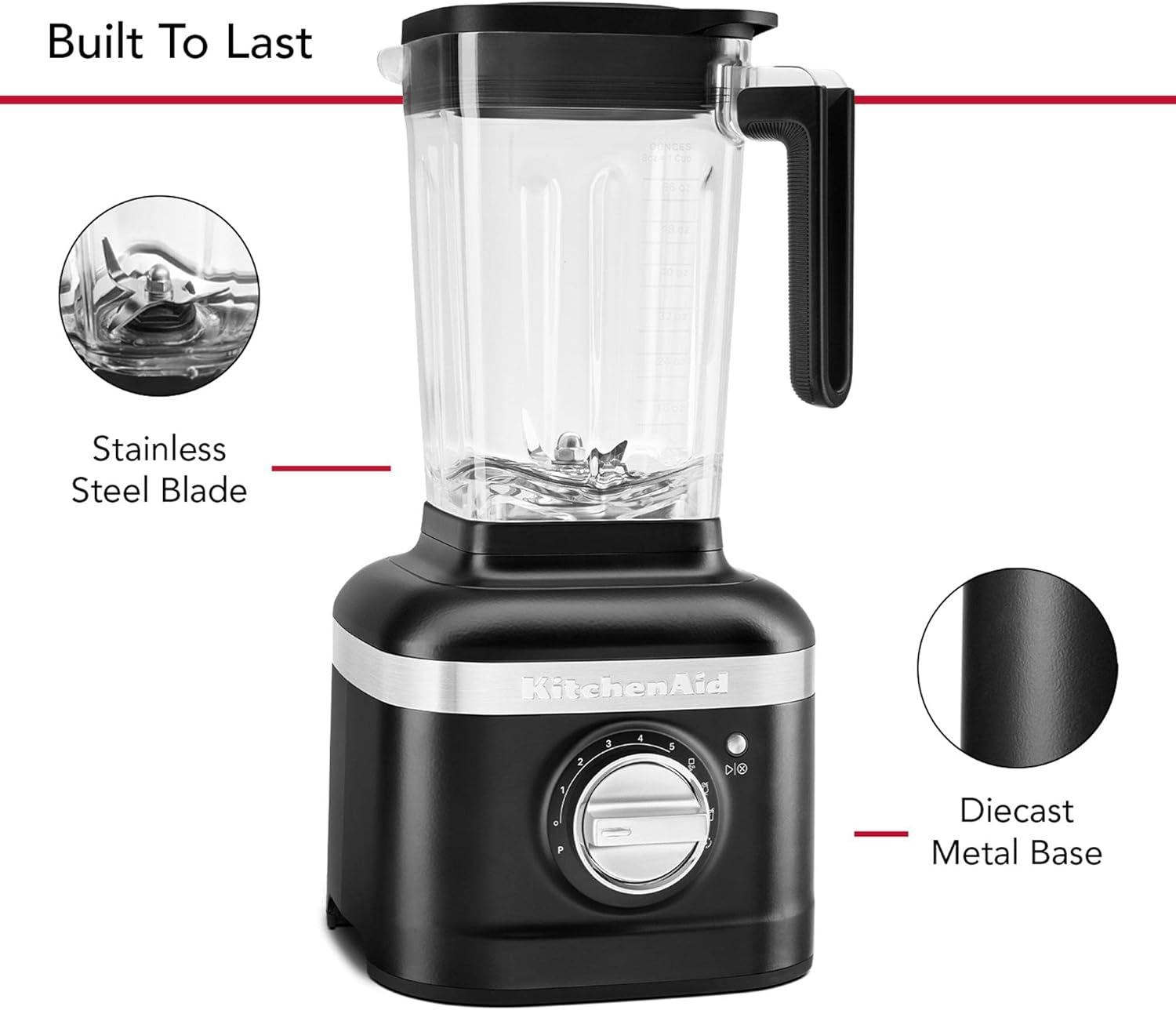 KitchenAid K400 Variable Speed Blender - KSB4027, Black Matte, 56 oz