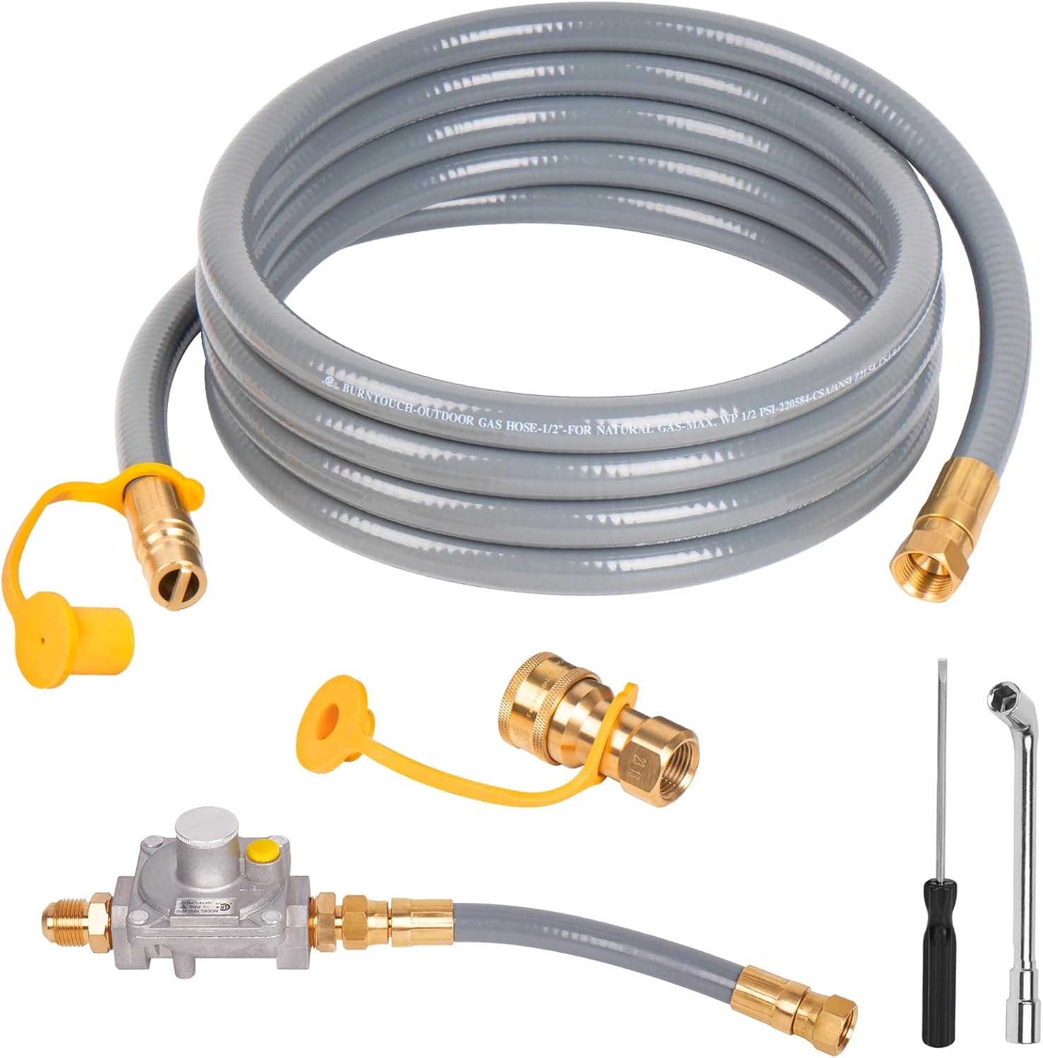 GASPRO 98523 Natural Gas Conversion Kit for Mounment Grill, 12 FT 1/2 Inch NG Hose & Regulator, Propane to Natural Gas Conversion