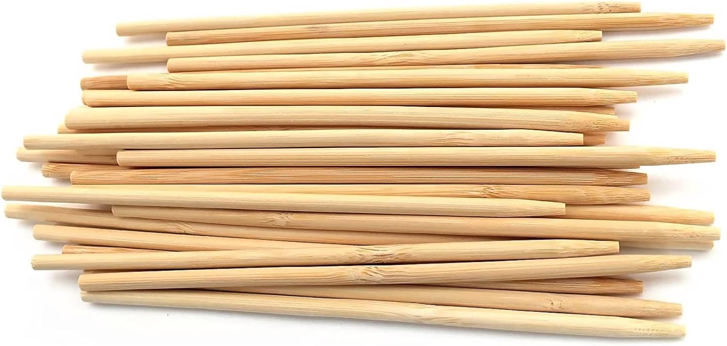 BambooMN - 5mm Semi-Point Candy Apple Bamboo Skewers - 12