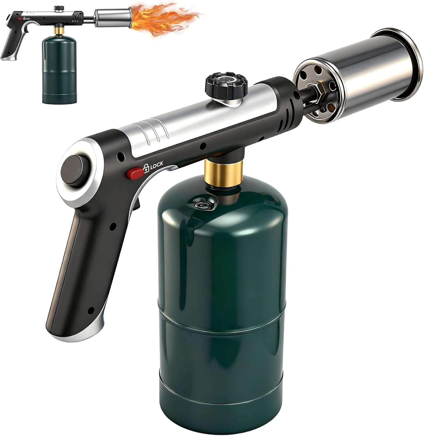 Professional Adjustable Propane Torch - 3272°F High Temp Flame, Instant Ignition for Grilling, Charcoal, Soldering & Outdoor Cooking (Works with Propane)(Propane Gas Not Included)
