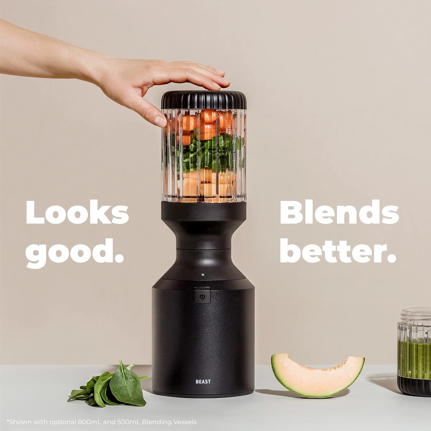 Beast Blender + Hydration System | Blend Smoothies and Shakes, Infuse Water, Premium Kitchen Countertop Design, 1000W (Carbon Black)