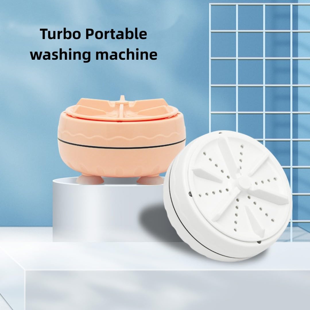 Generic Portable Washing Machine, Front Load, Ultrasonic Mini Multifunctional Washer, Fully Automatic, Efficient, Turbo, Pink