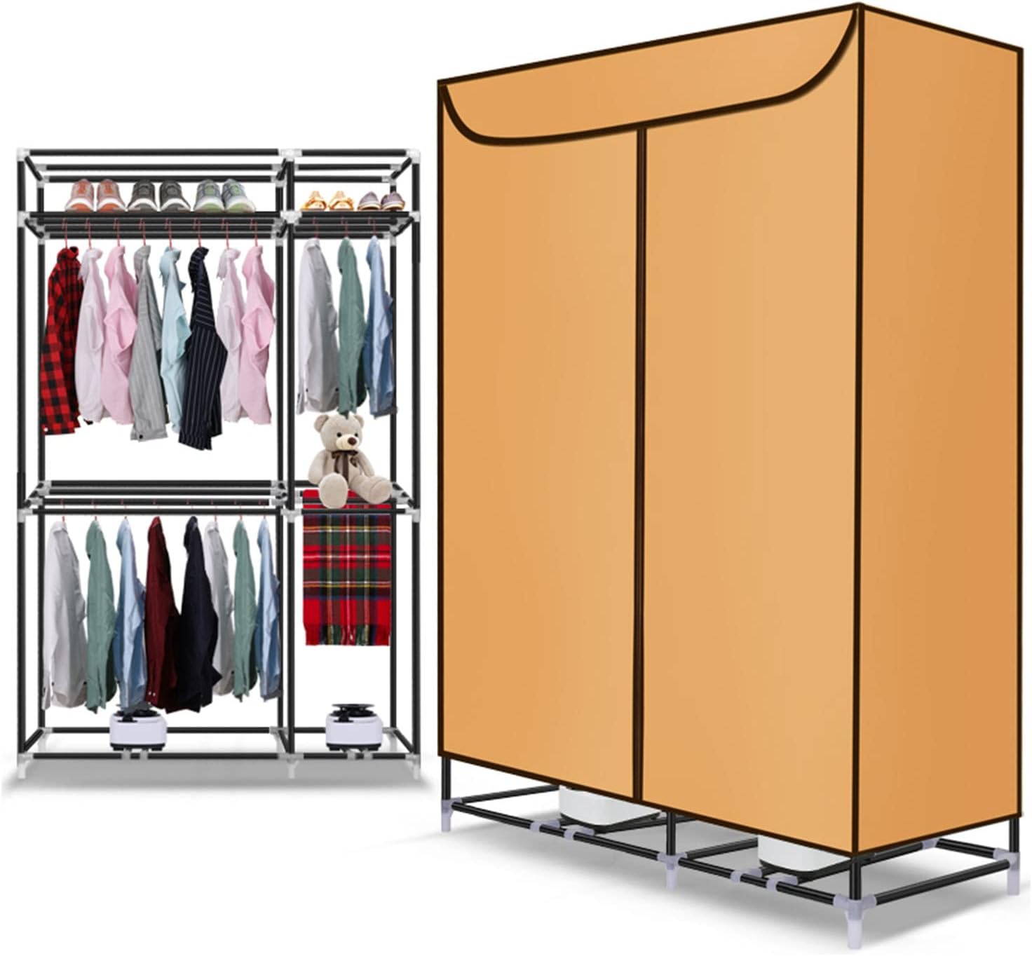 Heated Airers Clothes Indoor Electric 3-Tier Clothes Airer 2400W Portable Large Capacity Heated Clothes Airer with Cover Drying Rack Laundry with Digital Automatic TimerEnergy SavingBeige