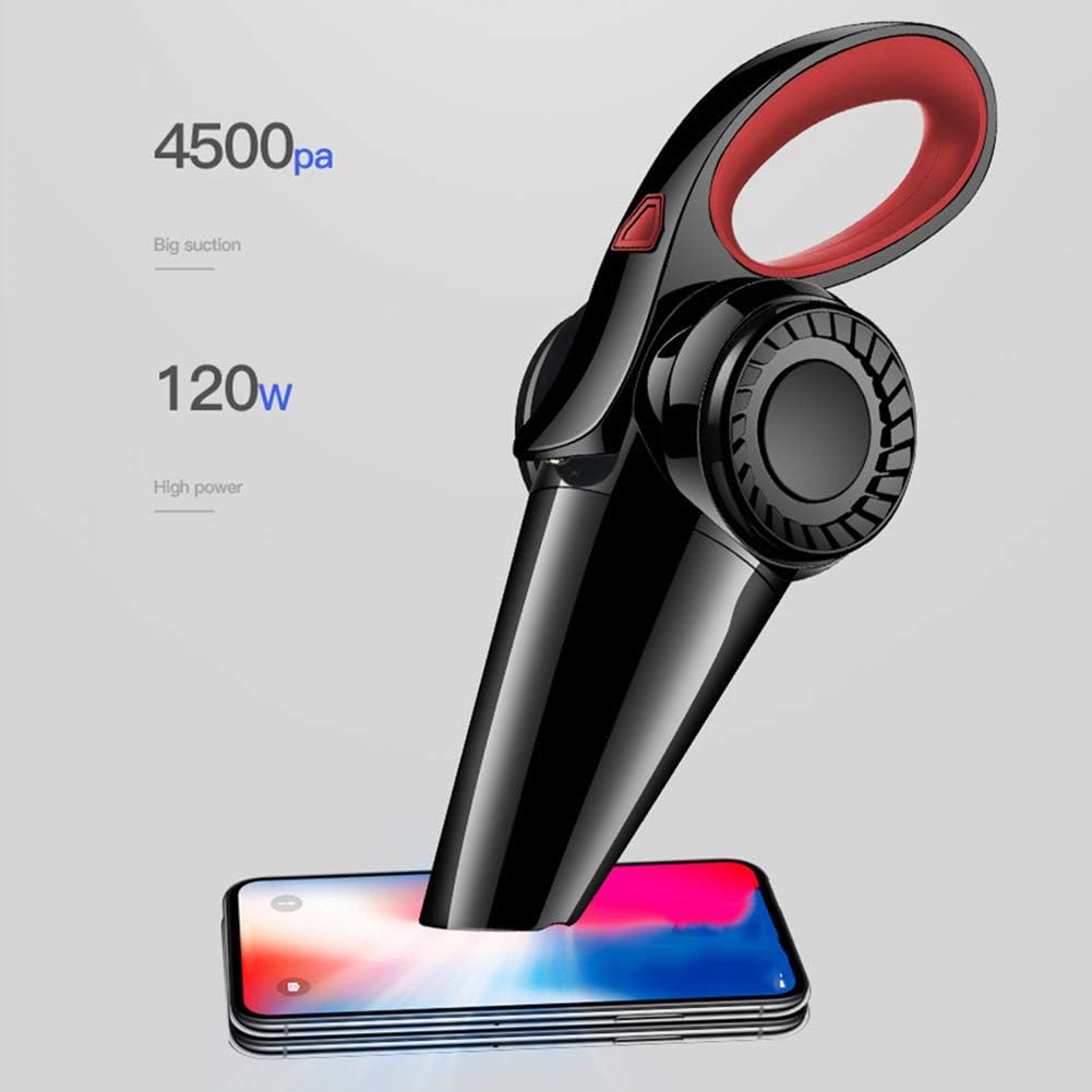 Cordless Handheld Vacuum Cleaner with Light and HEPA Filter, Car Vacuum, High Power 120W 4500PA Stronger Suction for Car Home Pet Kitchen Office,Black (Red)