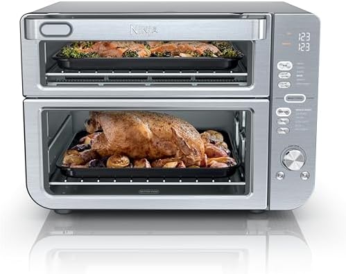 Ninja Air Fryer & Toaster Oven | Double Stack XL | Countertop Oven | 12-in-1 Fits 4.5lb Chicken & 6lbs of Wings | SmartFinish Cook 2 Different Meals at the Same Time | Stainless Steel | DCT601
