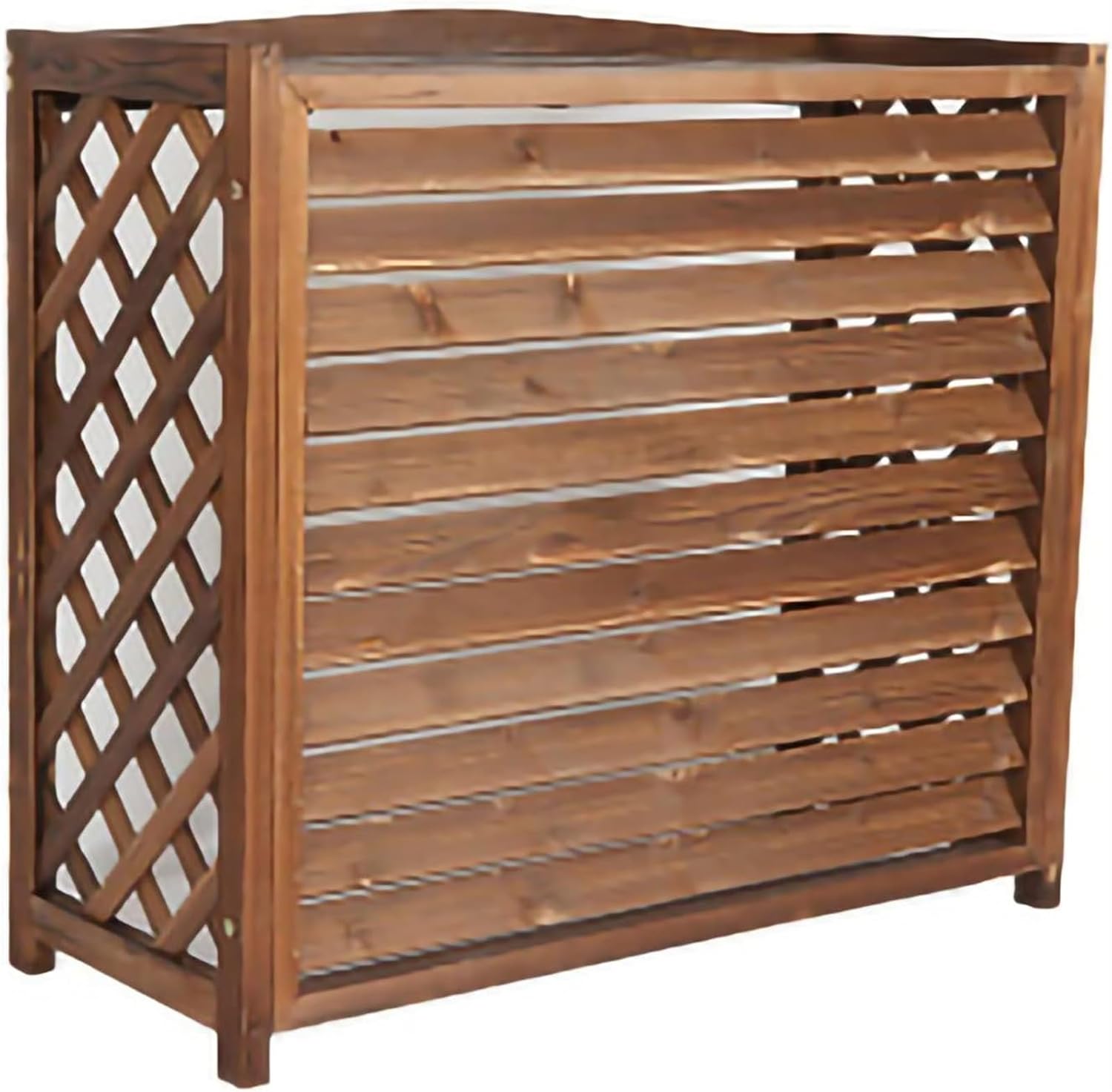 Wooden Air Conditioner Cover Wooden Louveredair Conditioning Cover, Outdoor Plant Storage Room, Rainproof Sunscreen Air Conditioner Rack, Easy to, for Outdoor or Balcony/85X35X75Cm