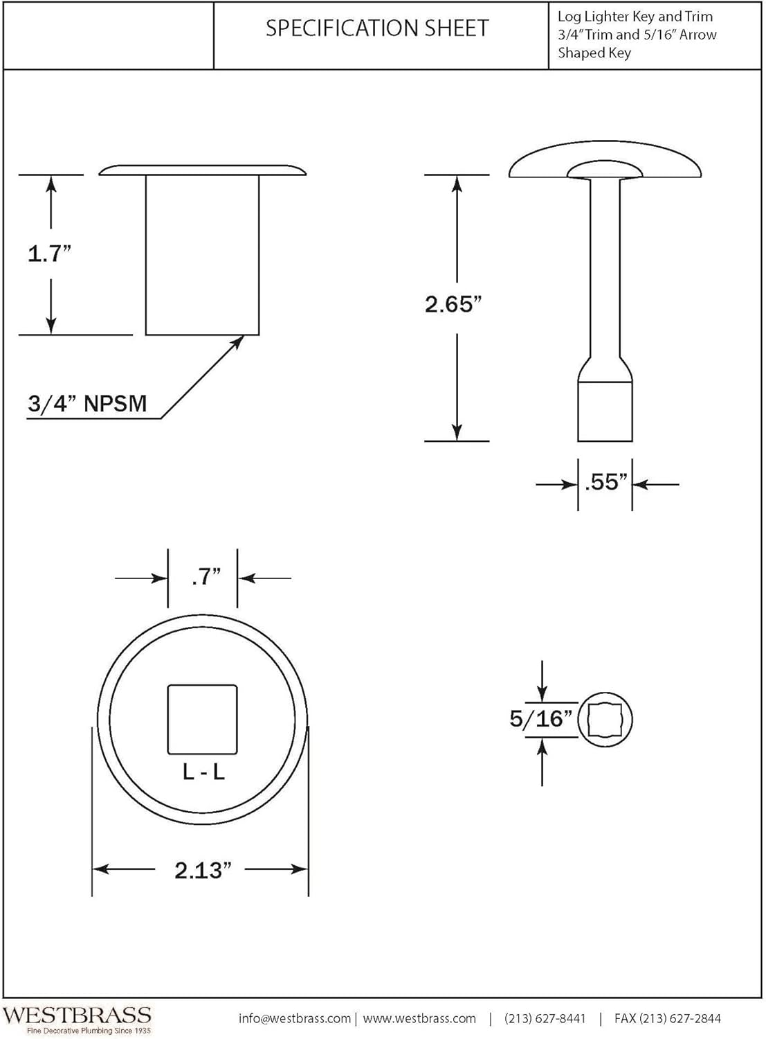 Westbrass R500-50-62 3/4