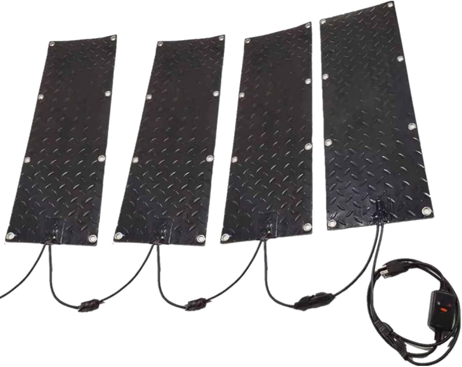 Heated Snow Melting Outdoor Mats, PVC Heated Snow and Ice Melting Mat, w/Power Cord, Slip-Proof Design for Extra Traction, Winter Outdoor Snow(Size:4 Pieces,Color:10x48inch)