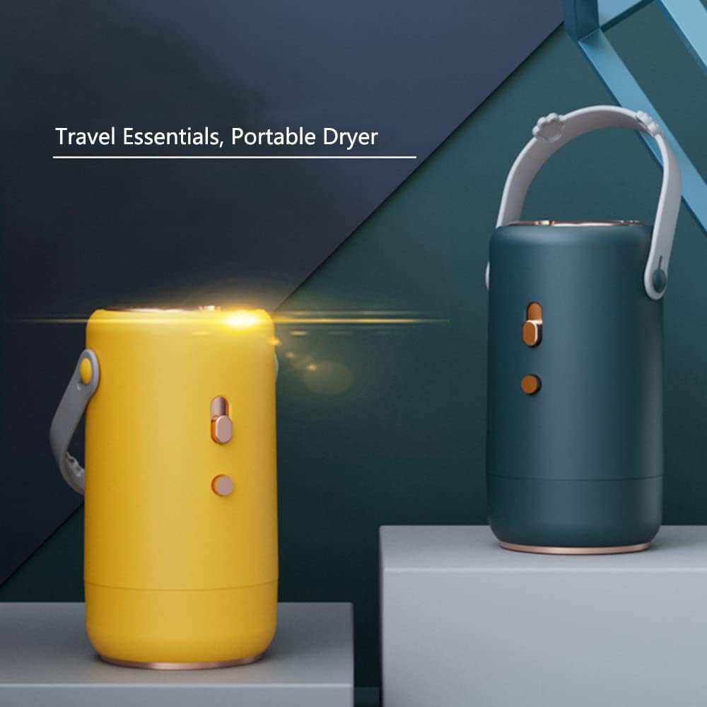 Portable Small Clothes Dryer, Travel Mini Dryer Machine with Large Dryer Bag and Extension Tube, 2 Gear Adjustment, Electric Clothes Drying Compact Dryers for Underwear, Outerwear, Shoe, Pet (Yellow)