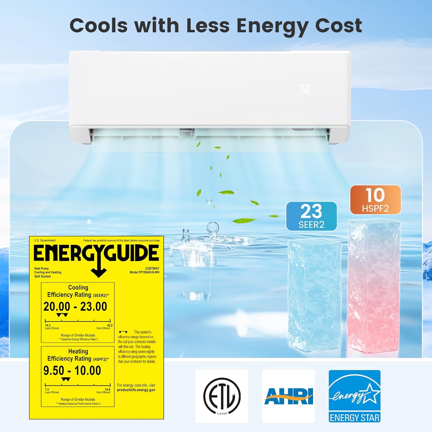 ARLIME Mini Split AC, 2 Zone 30000 BTU Wifi Enabled Air Conditioner & Heater, 23 SEER2, Energy Star, R32 Refrigerant, Inverter Wall AC Unit with Installation Kit, 208-230V (Dual Zone 12K+ 12K)