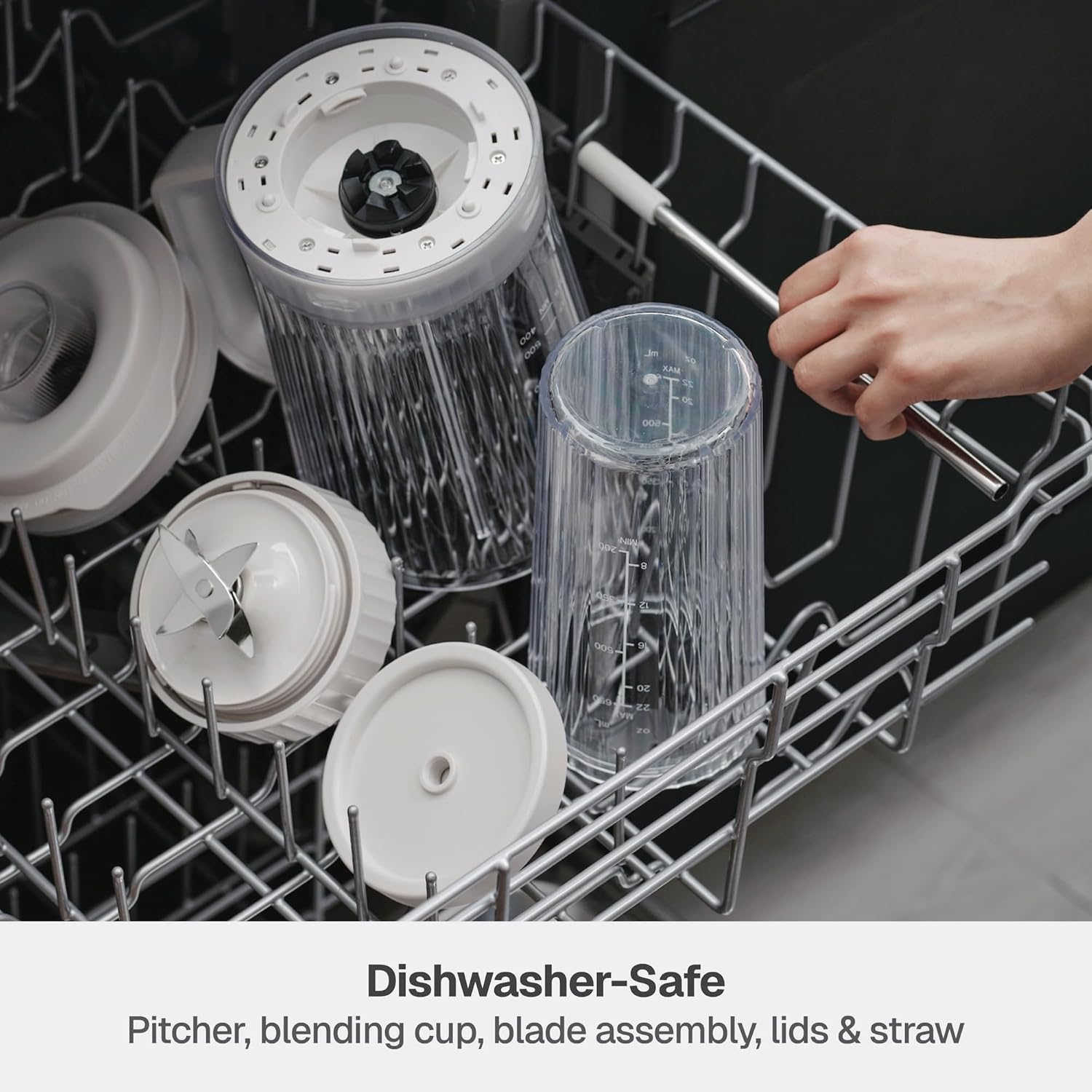 Thymes & Tables1100W Countertop Blender with 57oz Pitcher & 25oz To-Go Cup, Sand -White