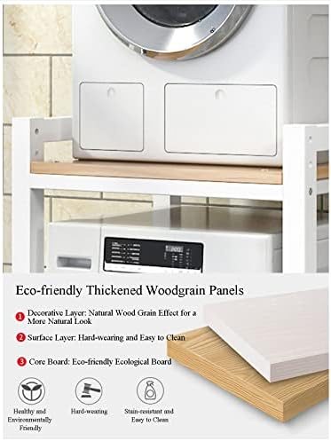 Washing Machine Storage Rack，Adjustable Laundry Appliance Stand for Front Loader Washing Machine & Tumble Dryer Height Adjustable Portable Rack with 400KG Load Capacity for Maximum Convenien