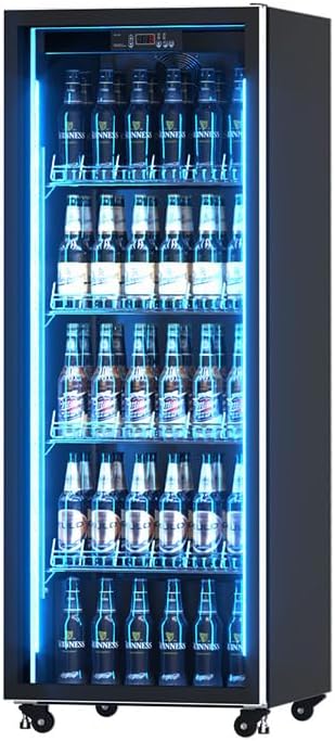 Drink Fridge,Beverage Refrigerator,Commercial Refrigerators,With Single Glass Door,Stainless Steel Commercial Back Bar Fridge With LED Lighting,Counter Height Bar Beverage Cooler