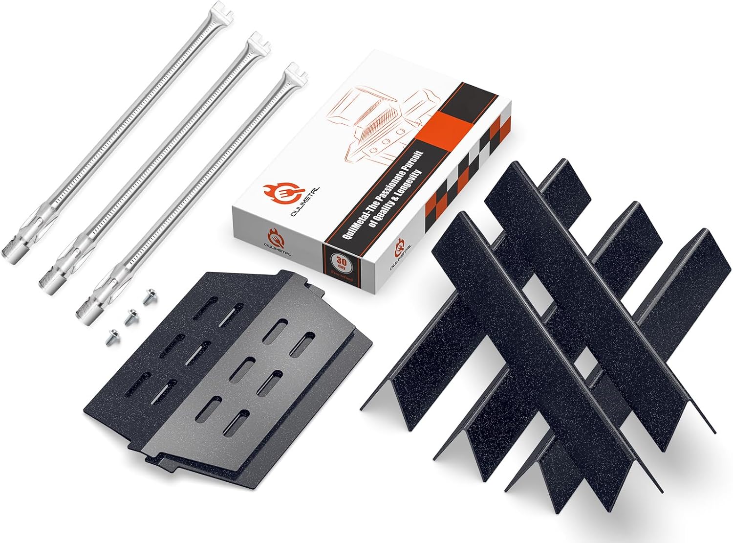QuliMetal Grill Parts for Weber Genesis 300 Series with Front-Mounted Control, Fits Weber Genesis E310 E320 E330 Series Grill, 17.5” Flavorizer Bars 7620 + Heat Deflector 7622 + Burner Tube 62752