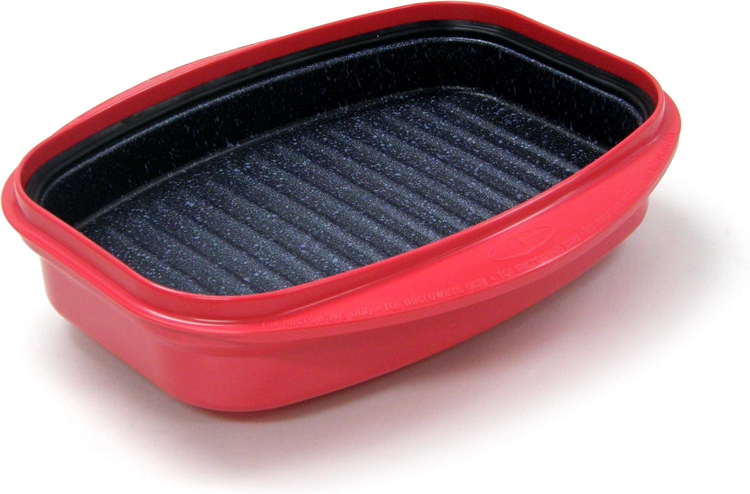 Microwave Grill Pan with Lid for Grilling, Browning, and Crisping Vegetables, Sandwich, & Meat, Red