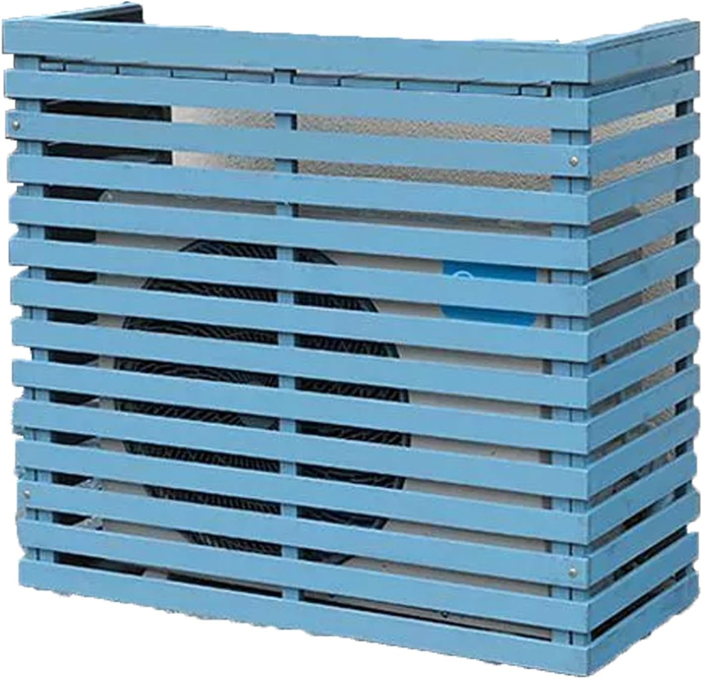 Wood Air Conditioner Covers for Outside, Outdoor Air Conditioner Cover Fence, Weather Resistant, Aesthetically Pleasing Decorative, Easy to Care(Blue,33x14x31in/85x35x80cm)