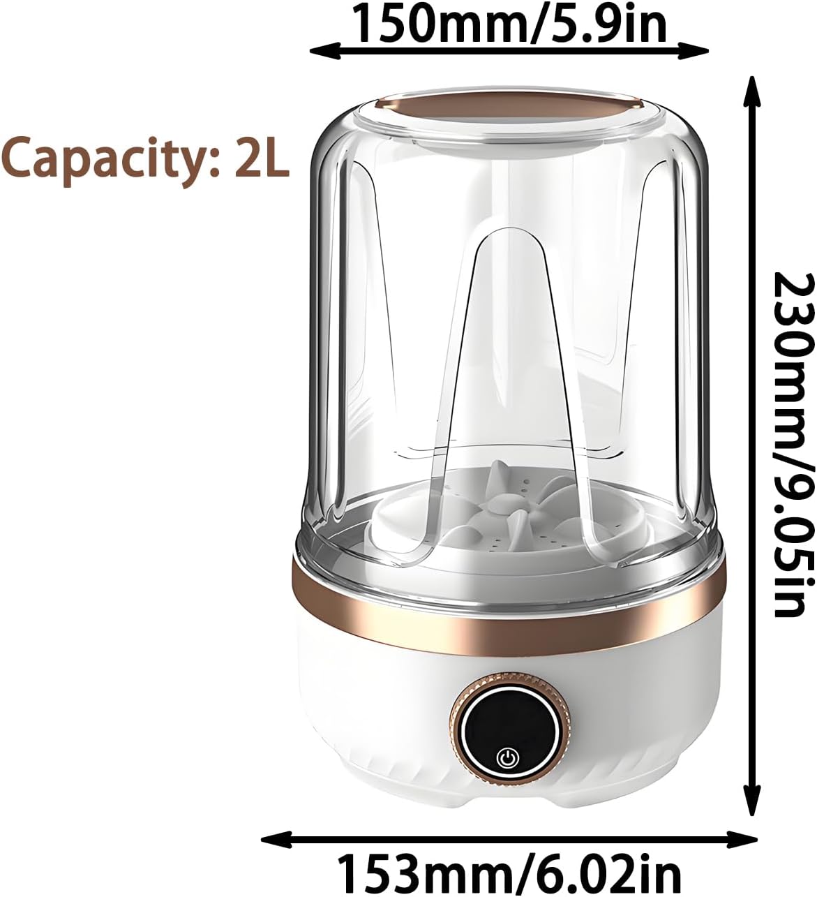 Portable Underwear Washing Machine, With Three Cleaning Modes&LED Smart Display, 2L Capacity Mini Laundry Machine, For Apartments Dorm RV Travel(Size:6.02 * 6.02 * 9.05in,Color:Khaki)