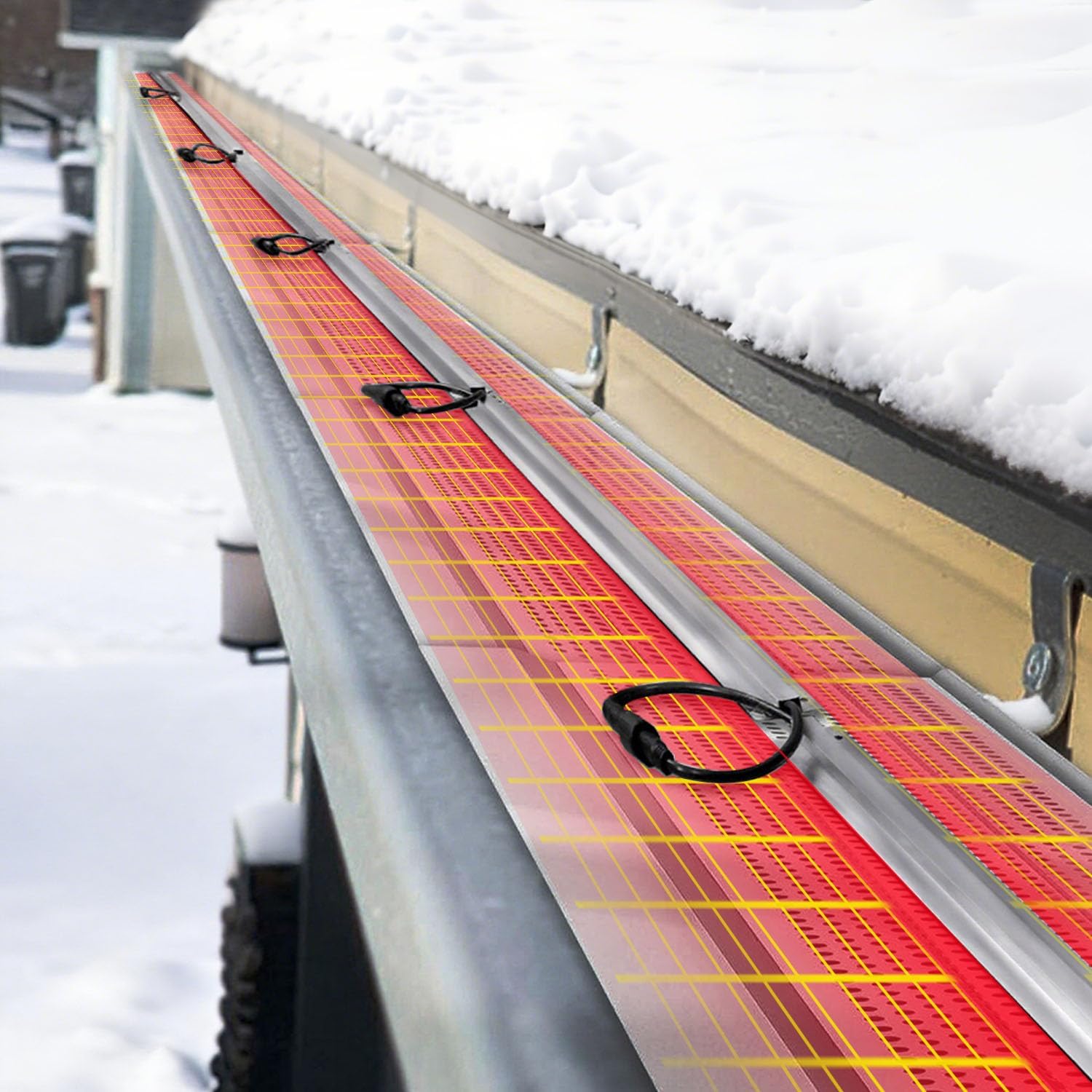H&G lifestyles 24FT Gutter Guard Heaters to Prevent Ice Dams,with Heat Cable for Roof and Gutters,Electric Heating Aluminum Panel, Fast Ice Melting, Freeze Protection 12pcs