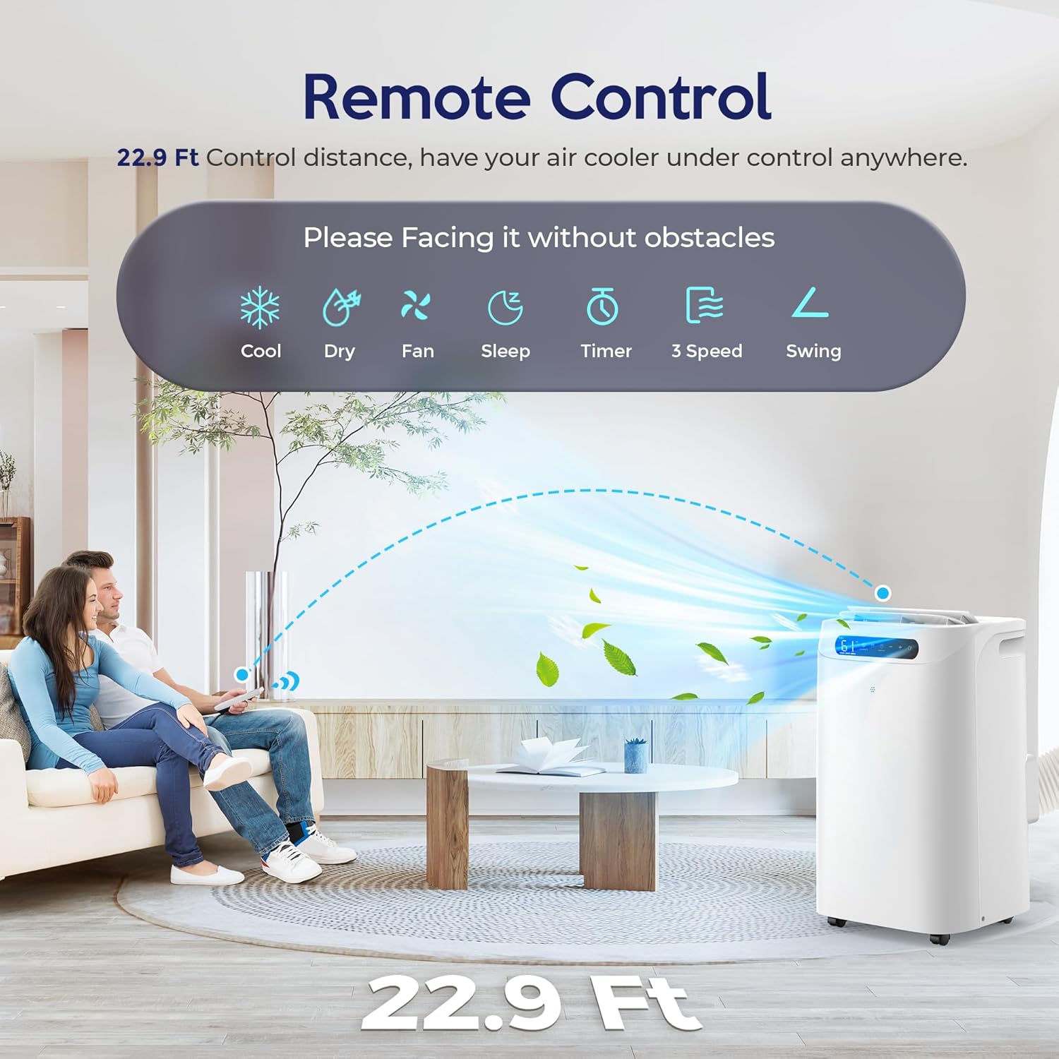 14000 BTU Portable Air Conditioners, Remote Control, 3 in 1 Free Stand Smart Cooling Portable AC Unit with Dehumidifier, Fan, Cools Room up to 700 sq.ft, 24H Timer, Windows Sealing Kit