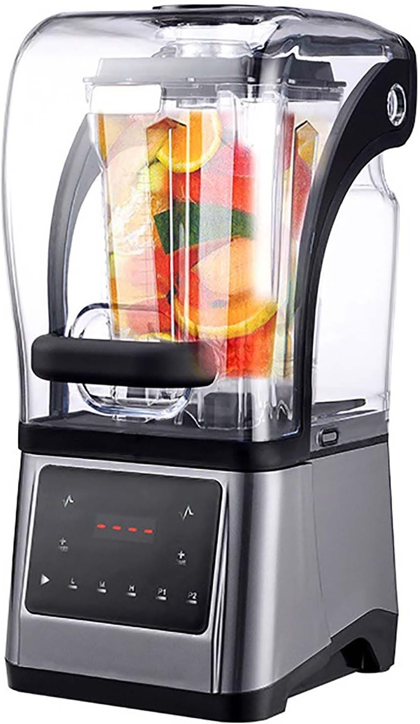 Commercial Blender Smoothie Maker, 1.6L Blender with Soundproof Shield, With Timing Function, Adjustable Speed and Time, for Crushing Ice, Smoothie, Puree, Bar Coffee Shop