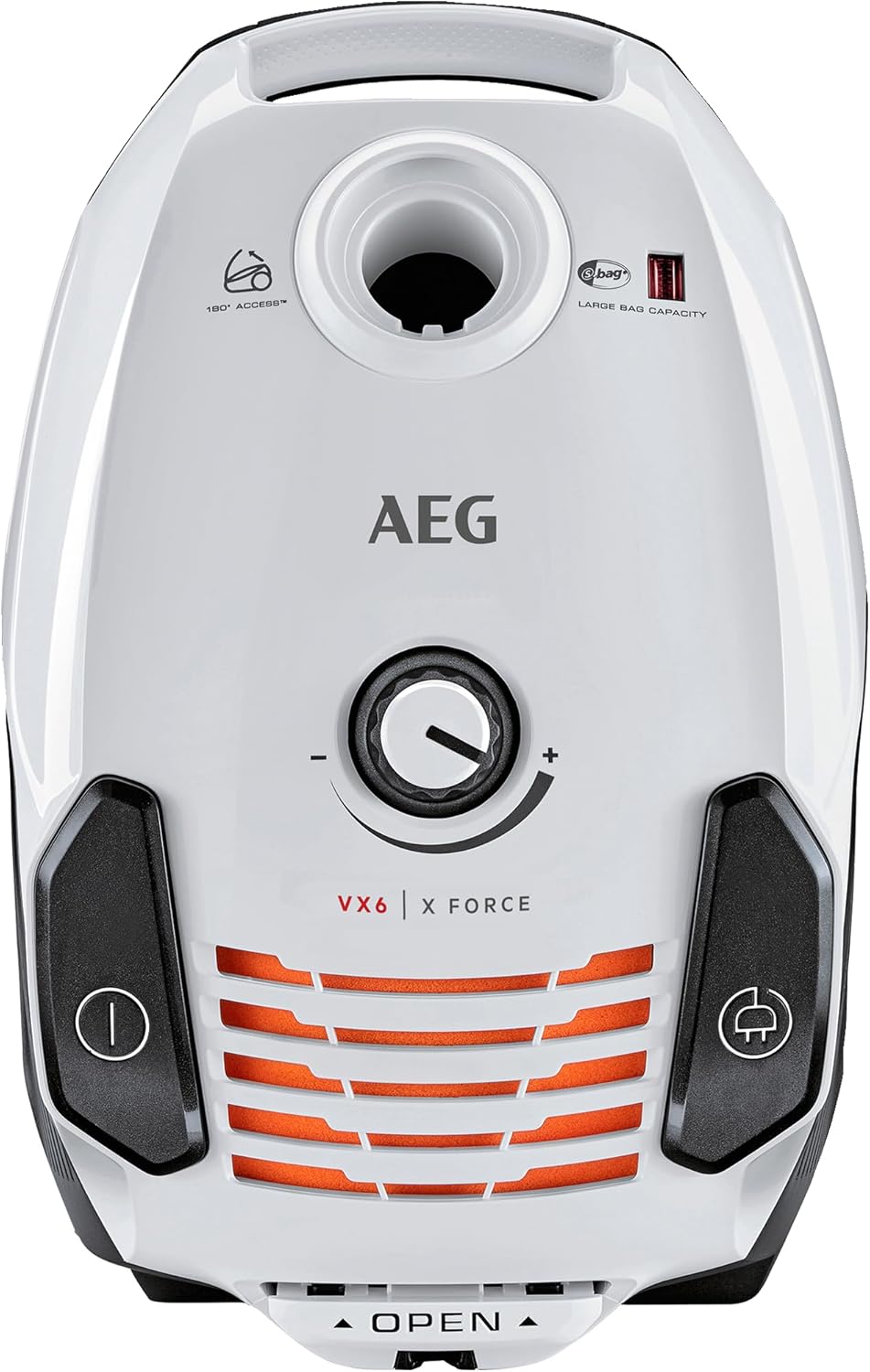 AEG VX6-2-IW-5 vacuum cleaner with bag, 360° rotating wheels, extra nozzles and dust bags, for hard and carpeted mats, 800 watts, 9 m range of action, ergo handle, new technical version/white